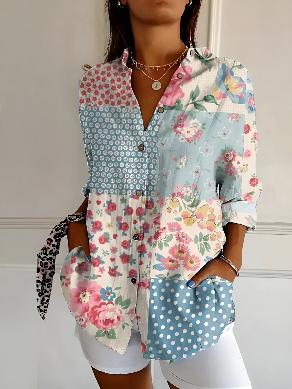 Levoire | Blouse pour femmes Blouse élégante et légère avec des boutons pour femmes Bleu