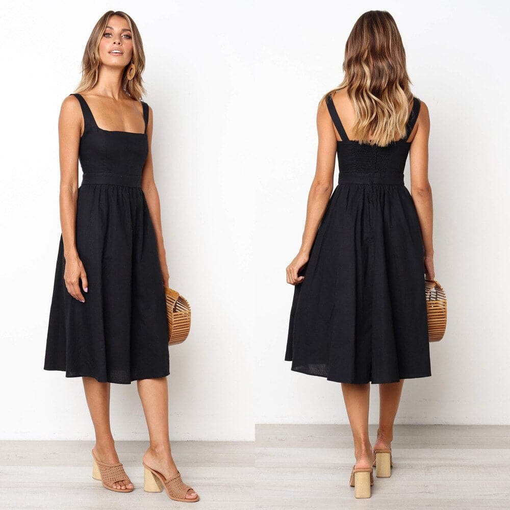 Levoire | Robe D'été Sans Manches Pour Femme - Midi Noir