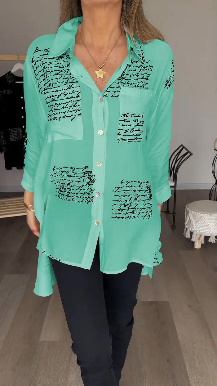 Levoire | Mode Chemise Réversible Avec Imprimé De Lettres Vert