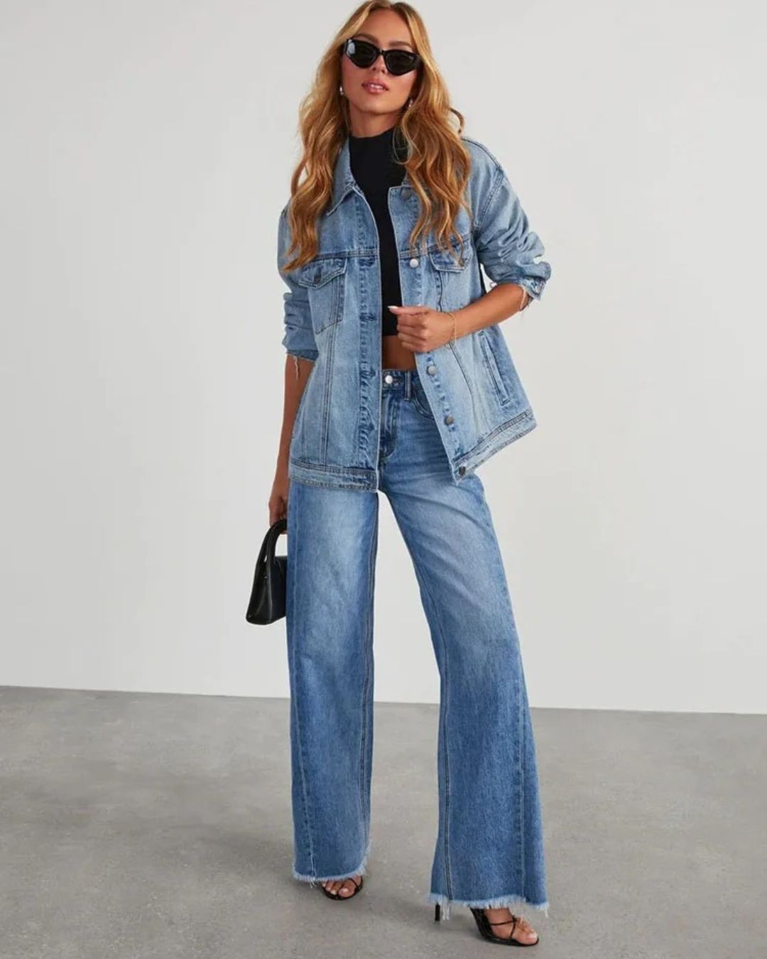 Levoire | Pantalon taille haute en jean pour femme - Bleu