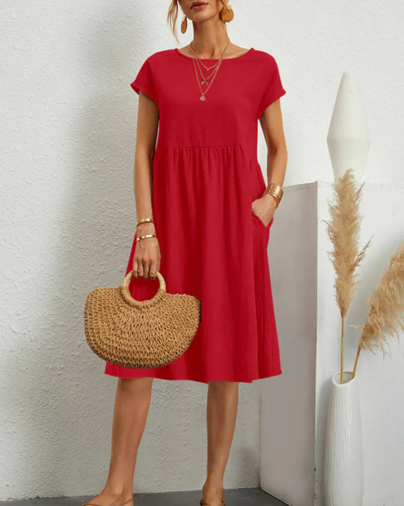 Levoire | Robe Midi À Encolure Ronde Et Poches Rot