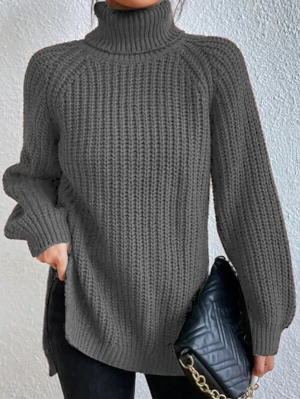 Levoire | Pull Col Roulé Avec Fentes Latérales Idéal Pour Décontracté Et Chic Gris