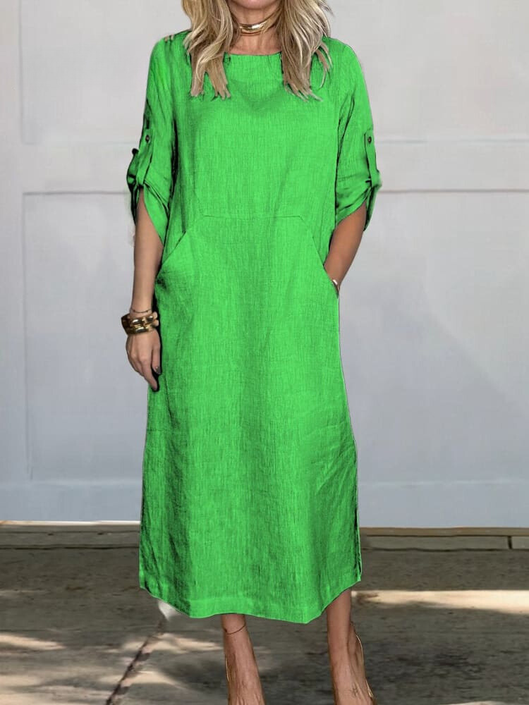 Levoire | Robe En Lin Monochrome Confortable Vert