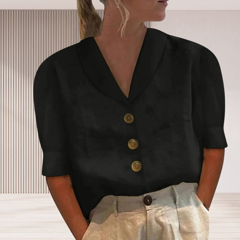 Levoire | Top Avec Col Et Boutons Noir