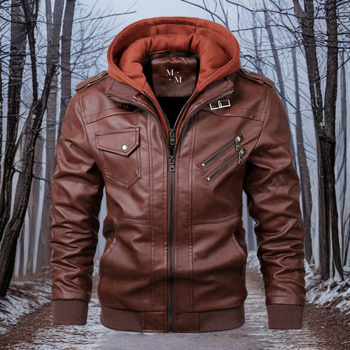 Levoire | Cuir - Veste En Cuir Chaude De Haute Qualité Avec Capuche
