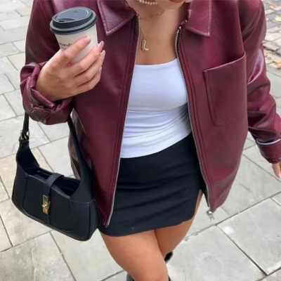 Levoire | Luxurise Veste En Cuir Rouge