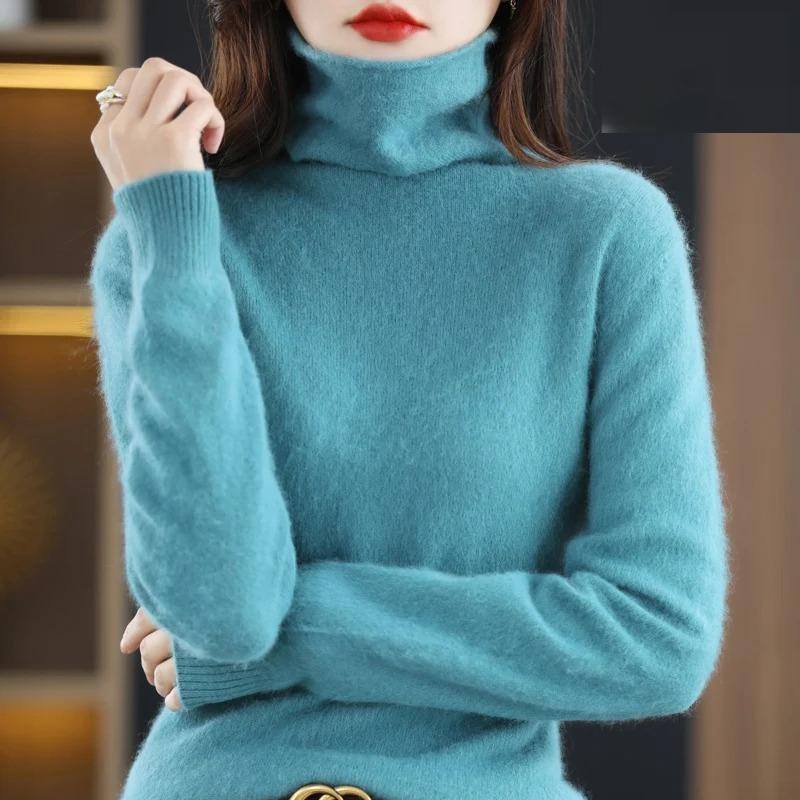 Levoire | Pull à col roulé en cachemire pour femmes Doux pull avec col haut, Design chaud et luxueux Bleu