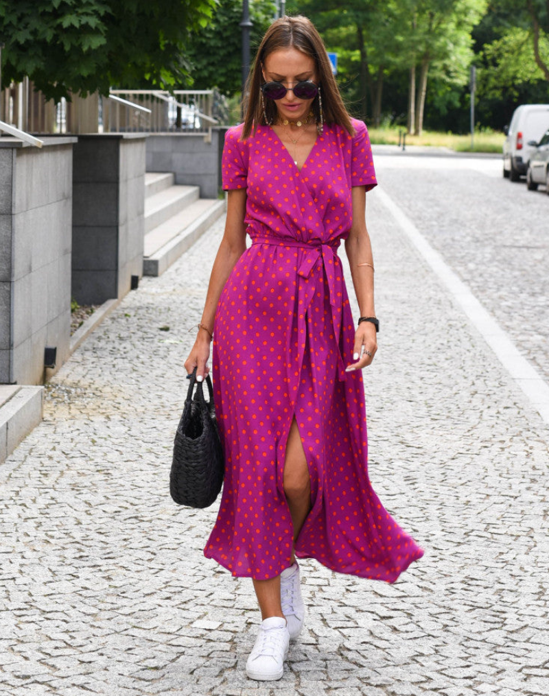 Levoire | Robe d'été longue pour femmes, coupe élégante pour femmes Points rouges