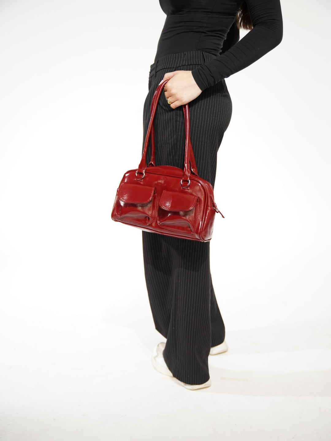 Levoire | Sac À Main En Cuir Brillant Avec Compartiments Latéraux