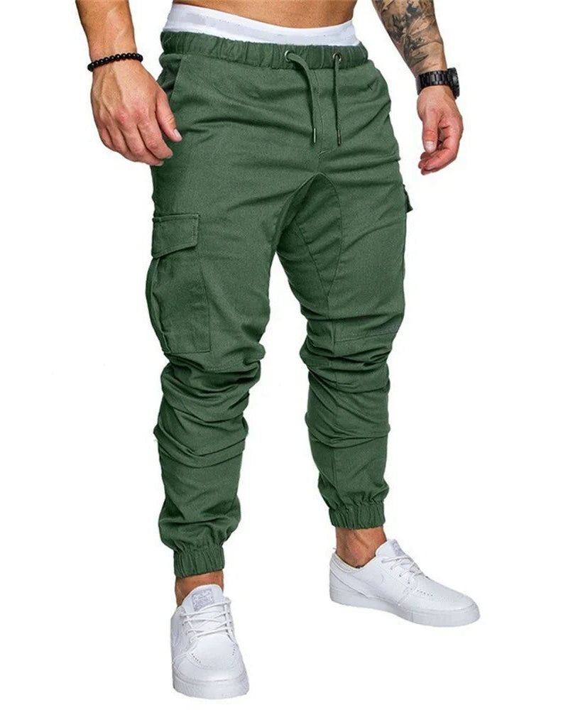 Levoire | Pantalons de course cargo pour hommes avec poches pratiques vert militaire vert