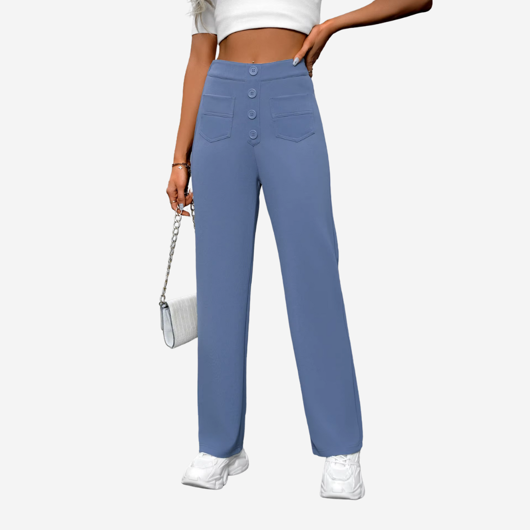 Levoire | Pantalons Droits Taille Haute Bleu