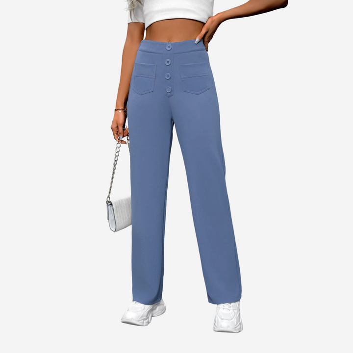 Levoire | Pantalons Droits Taille Haute Bleu