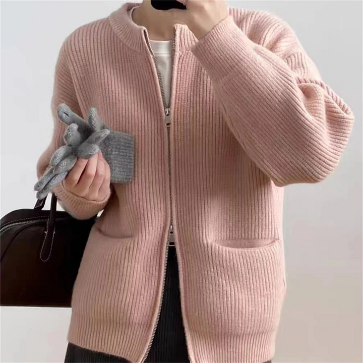 Levoire | Veste femme à fermeture éclair sportive avec poches tricotées Rosa