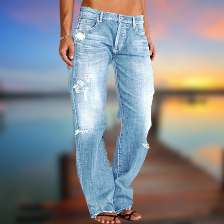 Levoire | Jeans décontractés pour femmes avec déchirure Azzurro