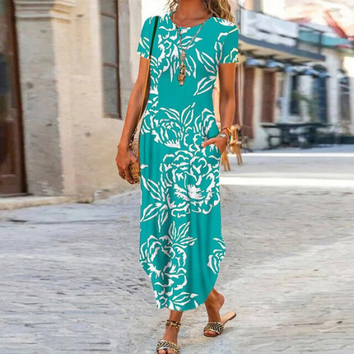 Levoire | Maxi-Robe Longue À Motifs, Confectionnee En Coton Et Lin 1