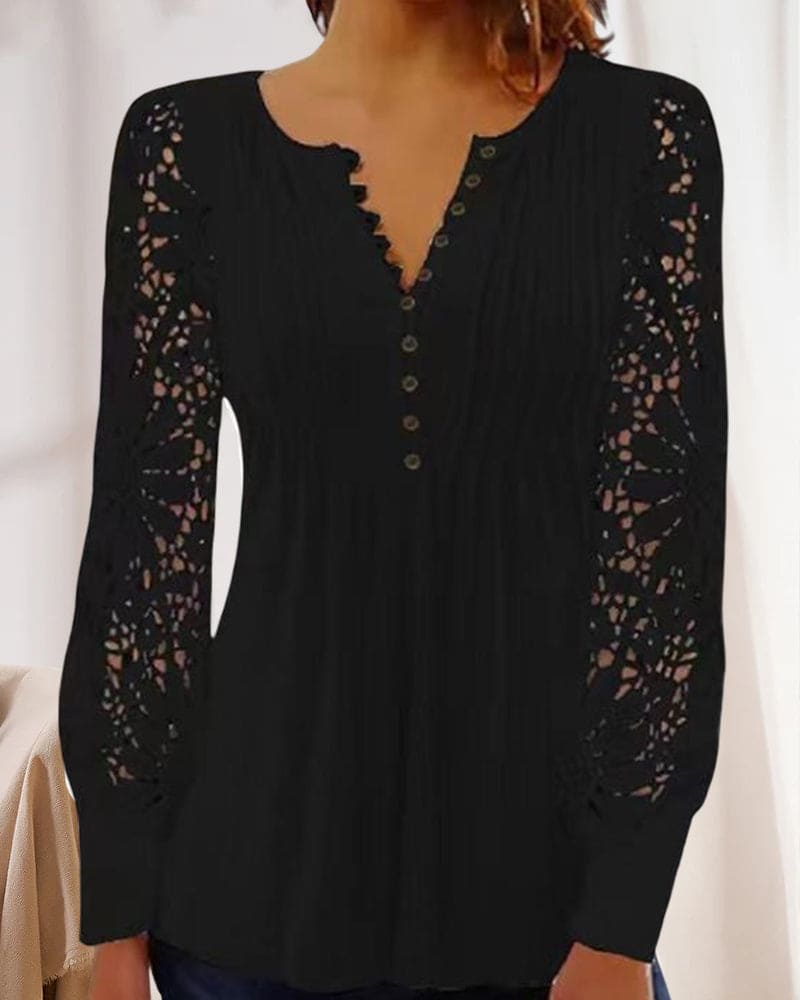 Levoire | Blouse En Dentelle À Manches Longues Et Décolleté En V