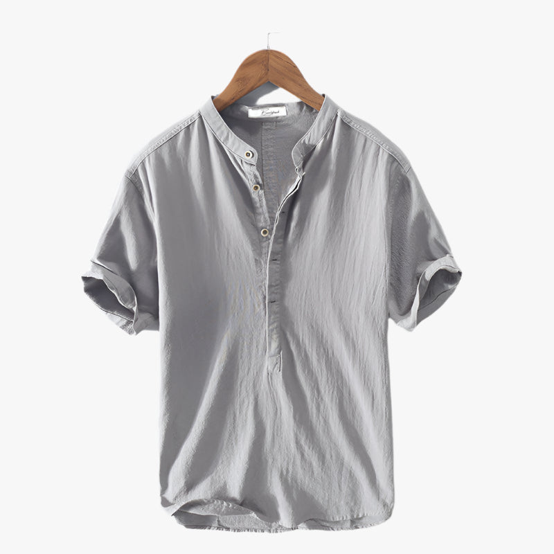 Levoire | Chemise en lin décontractée pour hommes T-Shirt d'été pour hommes Gris
