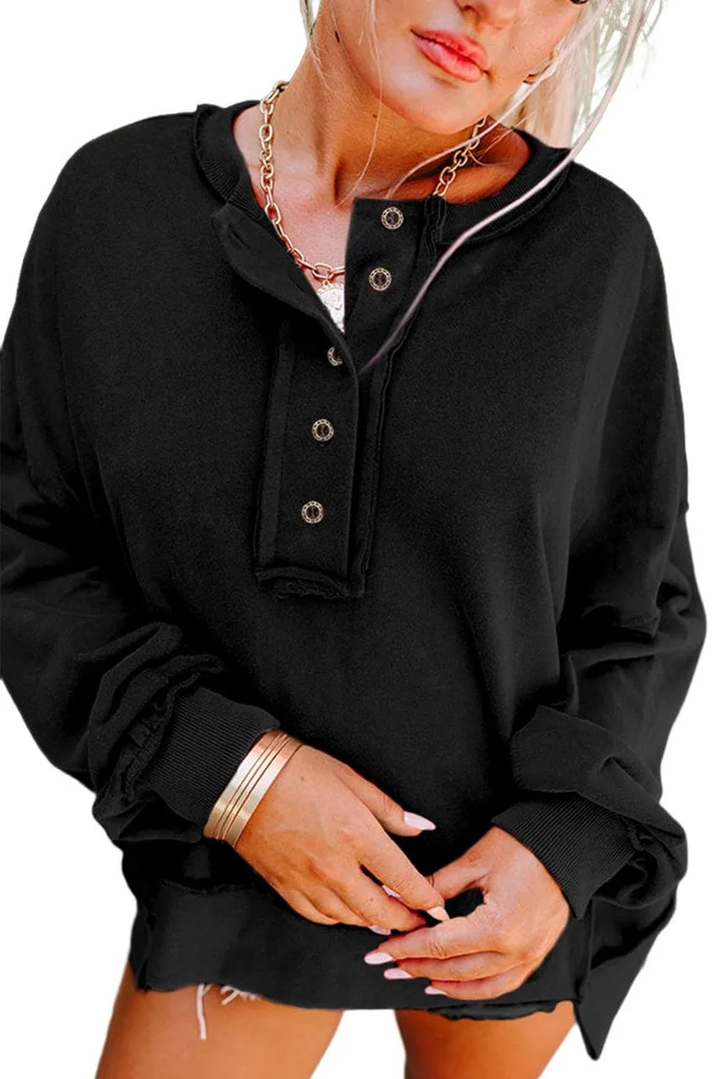 Levoire | Pull Henley Avec Épaules Dénudées Et Boutons, Décontracté Et Élégant