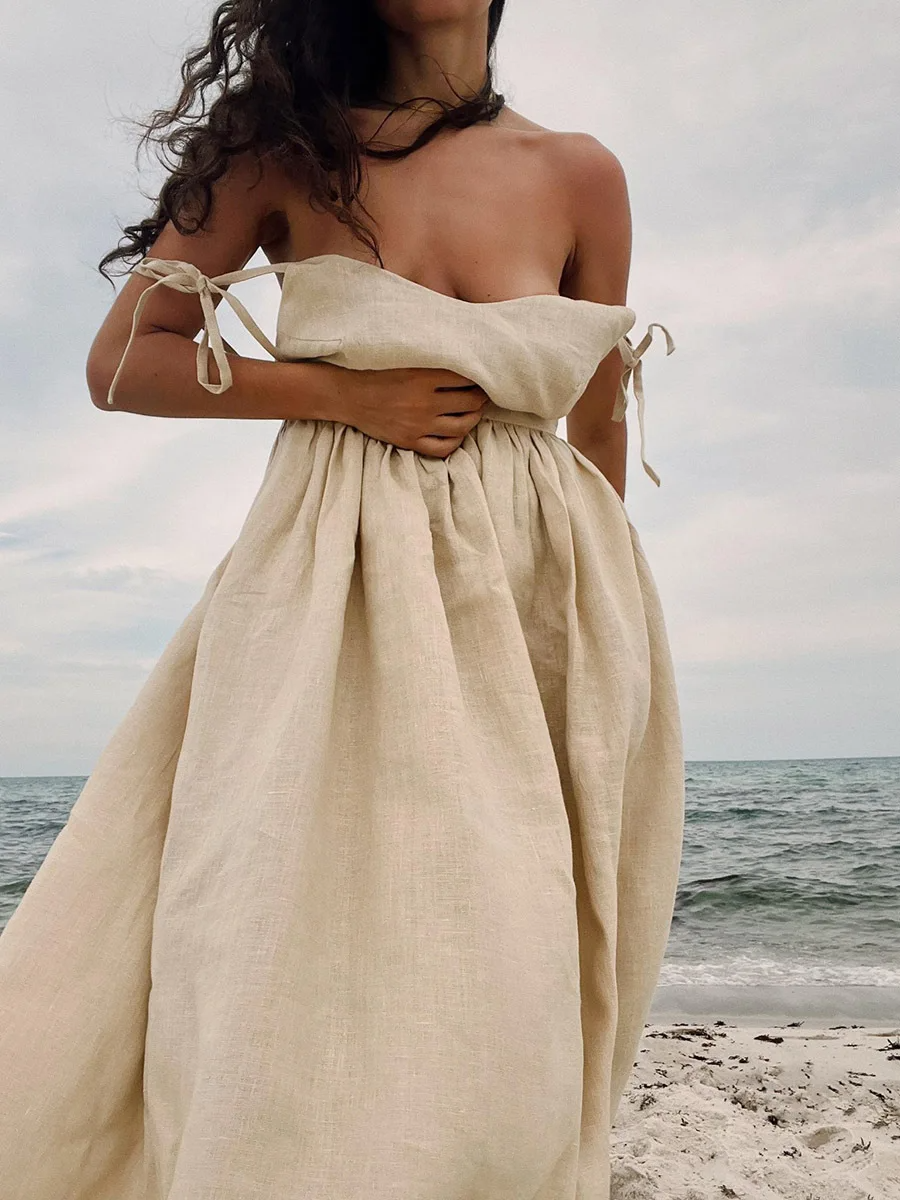 Levoire | Vestido de playa de algodón/lino : estilo vintage