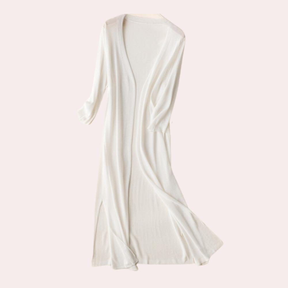 Levoire | Femme Gilet Long Élégant Et Léger Cardigan D'été Pour Femmes Blanc