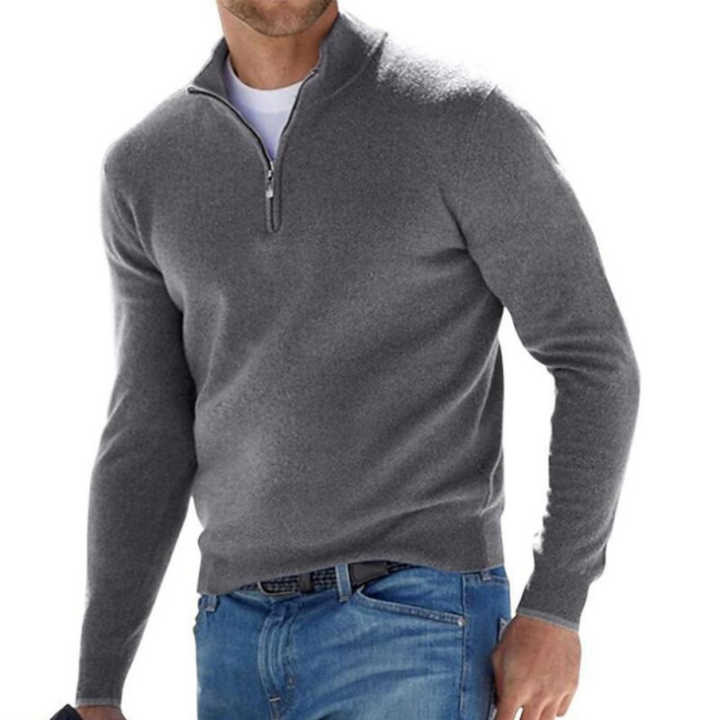 Levoire | Pull homme chaud avec fermeture éclair Gris foncé