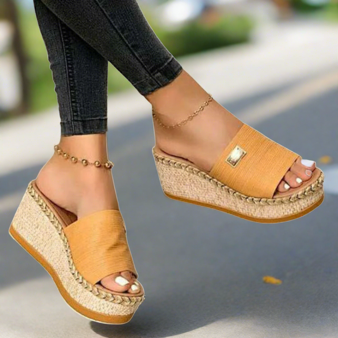 Levoire | Sandales Confortables Pour Femmes Avec Talon Jaune