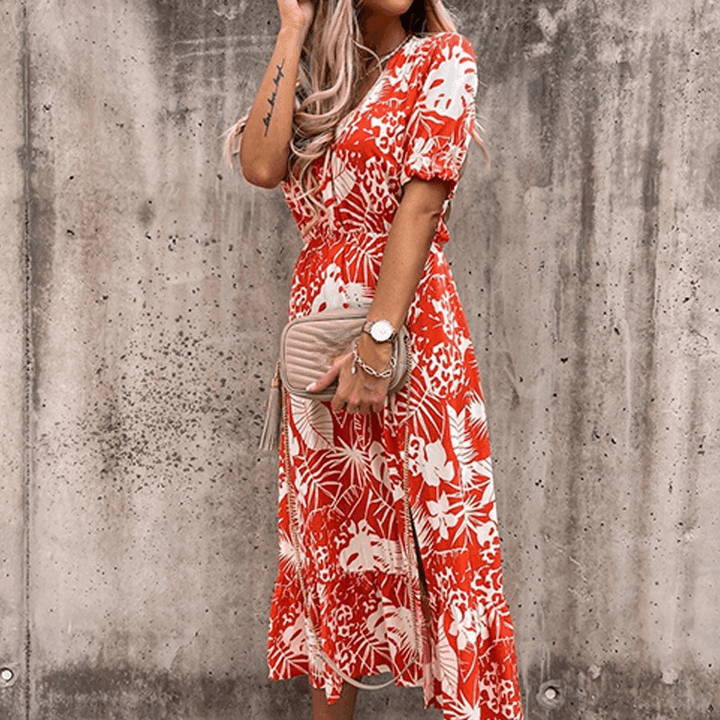 Levoire | Robe Mi-Longue Pour Femmes Léger Chaud Uni Orange
