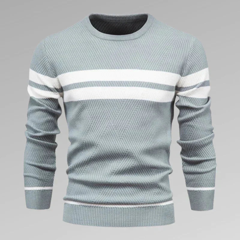 Levoire | Pull Avec Deux Rayures Horizontales Bleu
