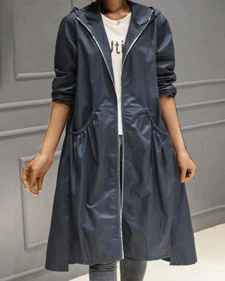 Levoire | Veste Imperméable Mi-Longue À Manches Longues Avec Poches Gris d'avoine