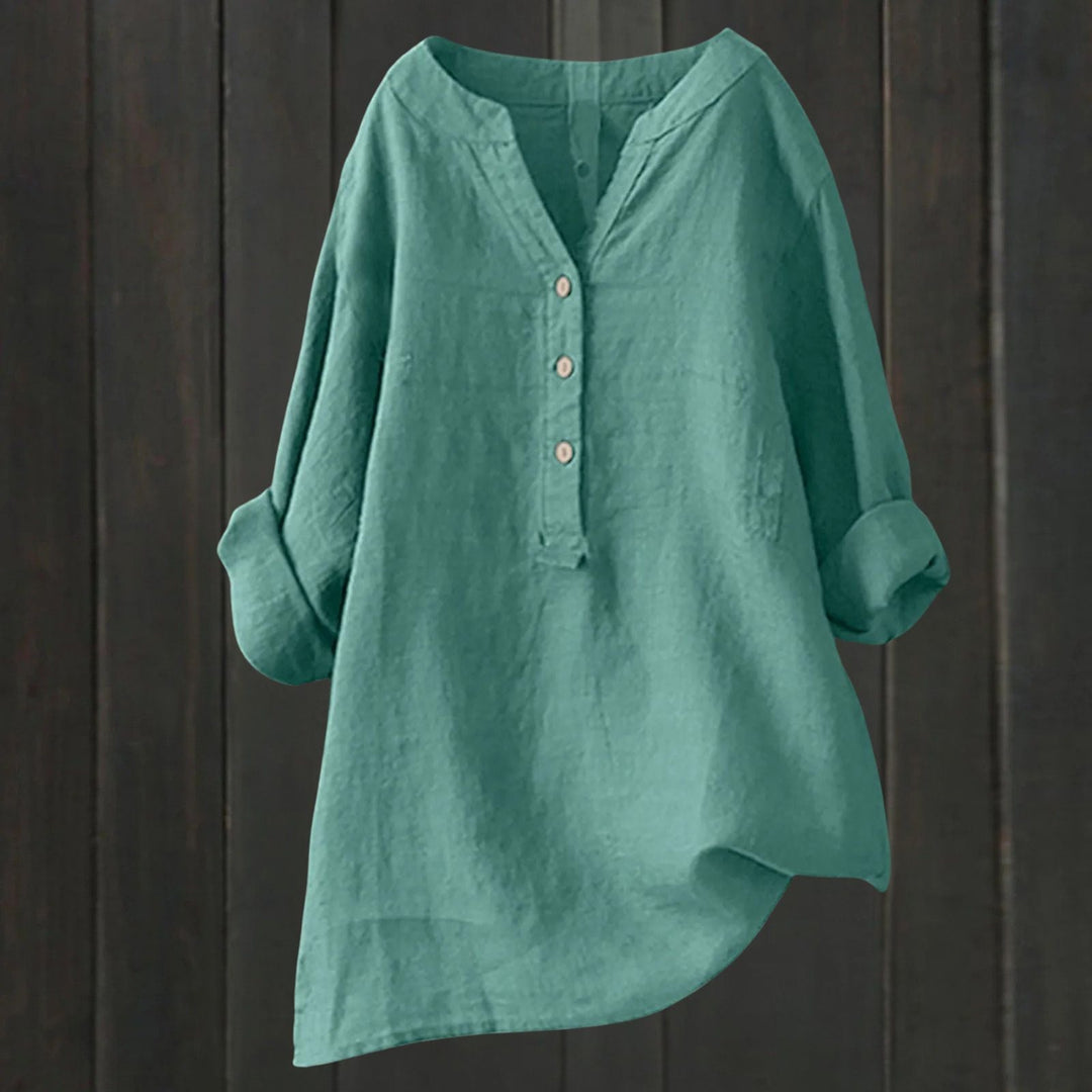 Levoire | Blouse Élégante Et Polyvalente Avec Patte De Boutonnage Vert