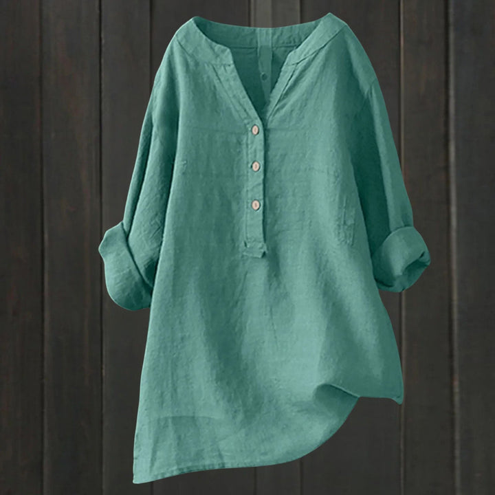 Levoire | Blouse Élégante Et Polyvalente Avec Patte De Boutonnage Vert