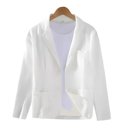 Levoire | Hommes Blazer en Lin Italien Élegant Veste Charmante Pour Hommes Blanc