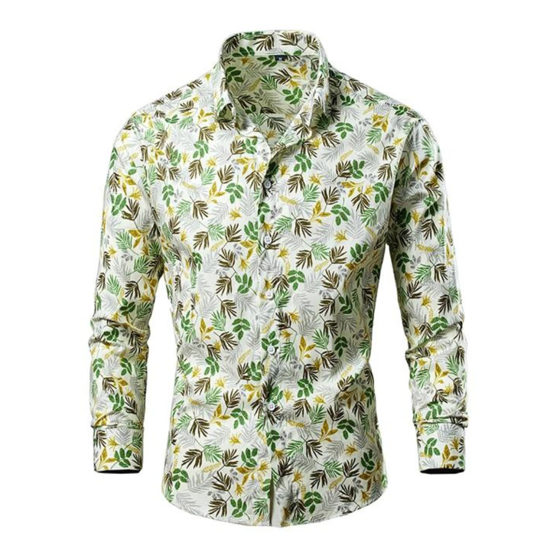 Levoire | Chemise À Fleurs Elegant Hommes Blanc Vert