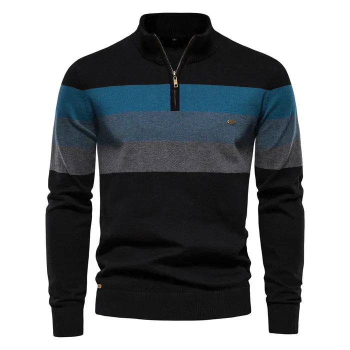 Levoire | Pull En Laine Pour Hommes Élégant Avec Fermeture Éclair Pratique Noir