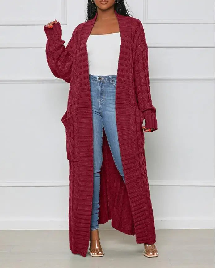 Levoire | Long Gilet En Tricot Avec Motif Tressé