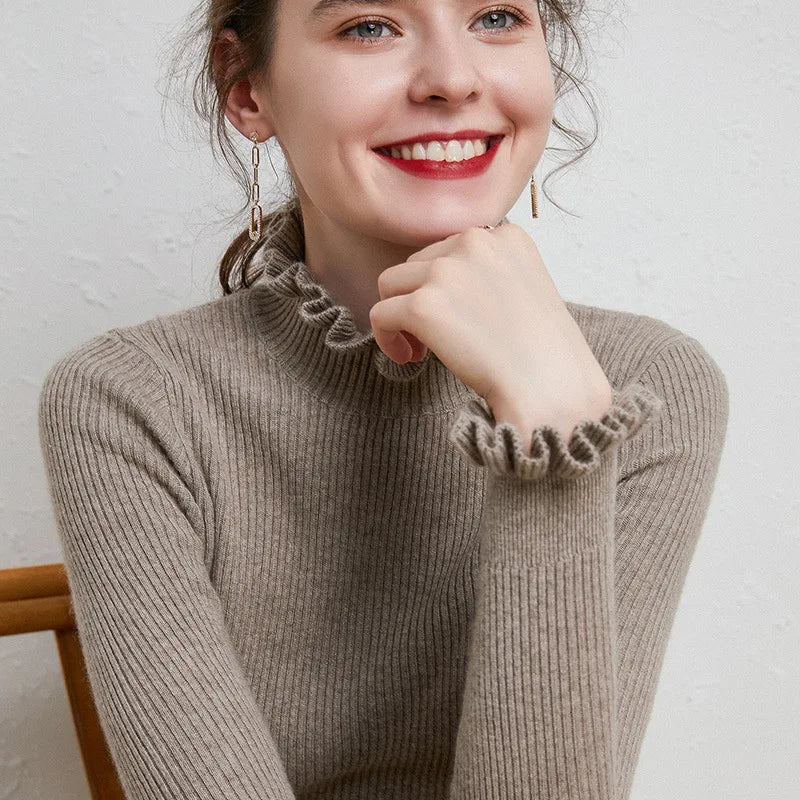 Levoire | Pull Cachemire Col Roulé Raffiné Femme Braun
