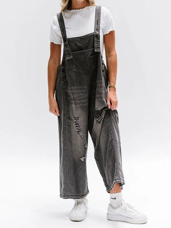 Levoire | Femme Salopette en Denim Décontractée Confortable & Élégante Noir