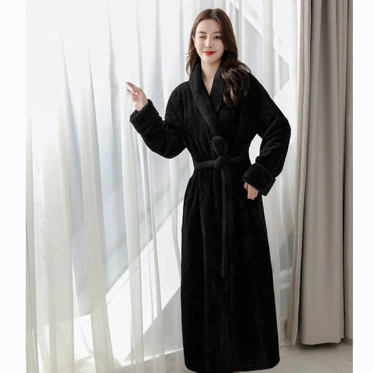 Levoire | Manches Longues Profondes Poches Manteau En Fleece Avec Ceinture Noir