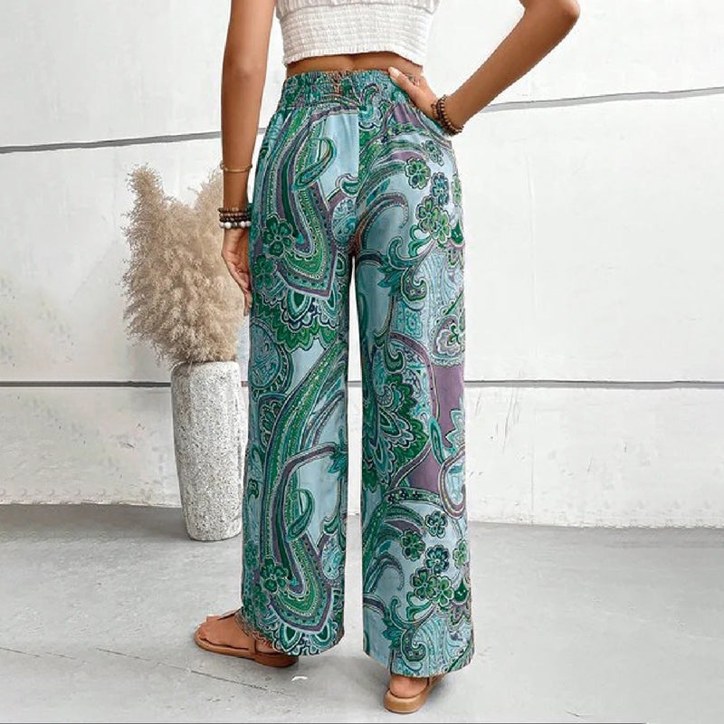 Levoire | Boho Pantalons D'Été Taille Haute Imprimées