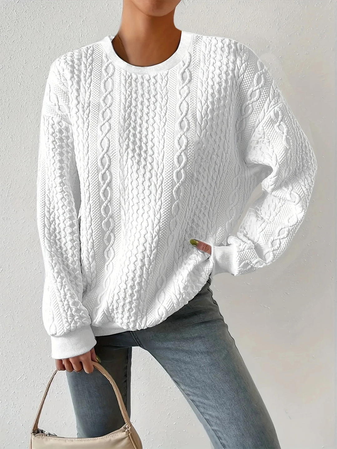 Levoire | Pull long pour femmes, design confortable Blanc