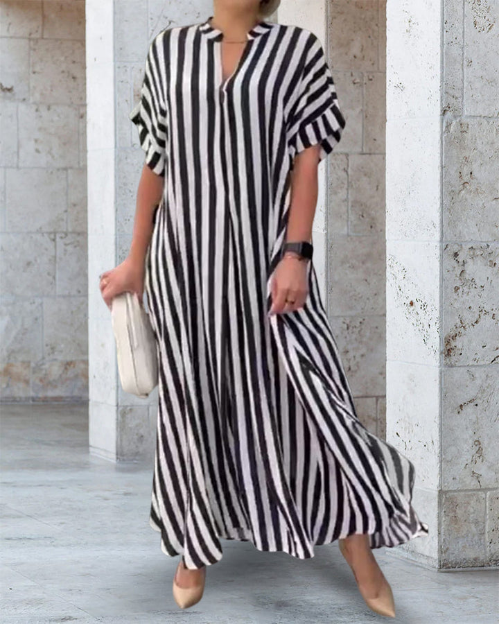 Levoire | Chemise Robe V Avec Motif Rayé