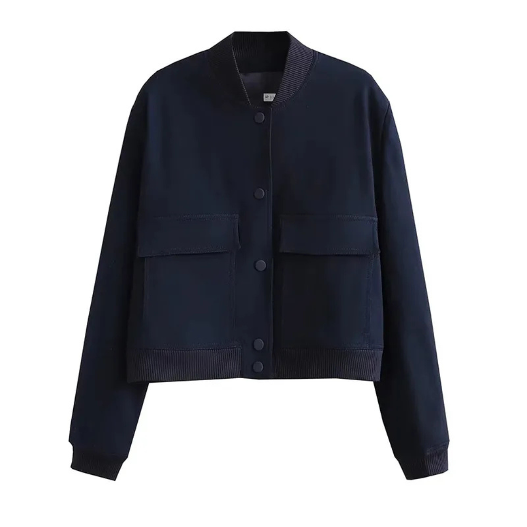 Levoire | Veste courte avec col rond pour femmes Bleu foncé