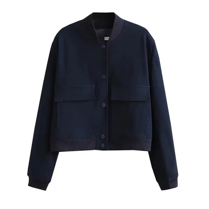 Levoire | Veste courte avec col rond pour femmes Bleu foncé