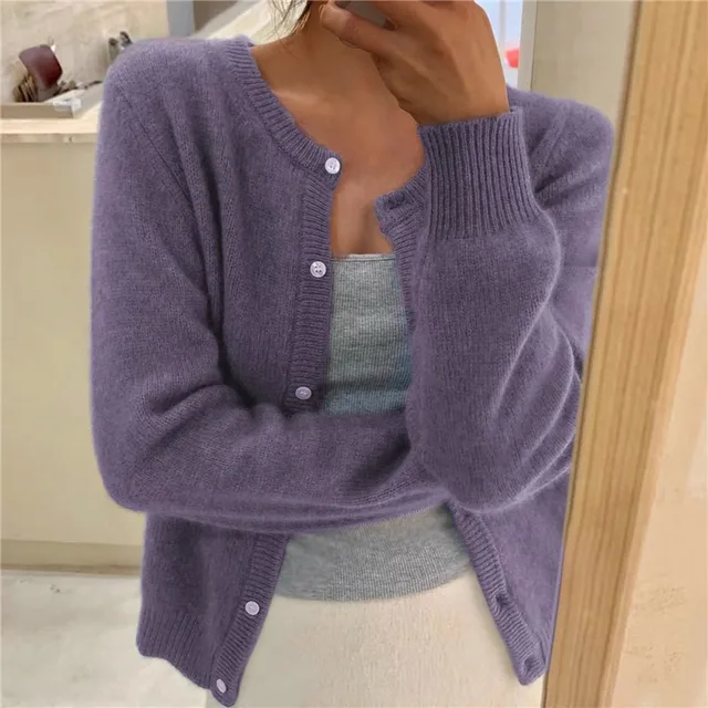 Levoire | Veste Tricotée Unicolore Pour Femmes Lilas Une taille