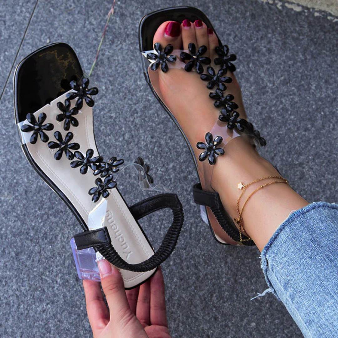 Levoire | Sandales À Talon Bloc Transparentes Pour - Femmes - Cristal Floral