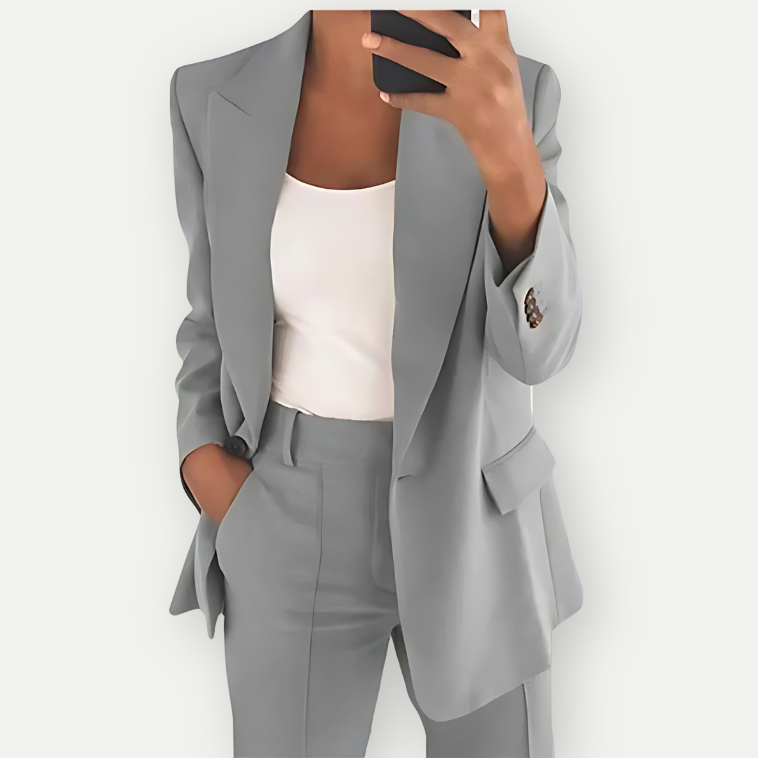 Levoire | Blazer Premium Ensemble Pour Femmes Élégant Et Confortable Tenue Professionnelle Gris