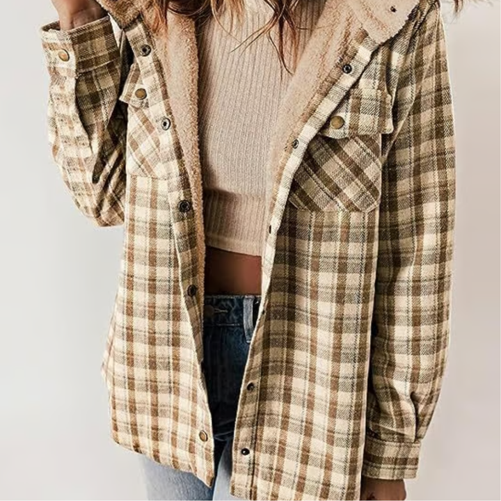 Levoire | Veste À Capuche À Motif Tartan Khaki