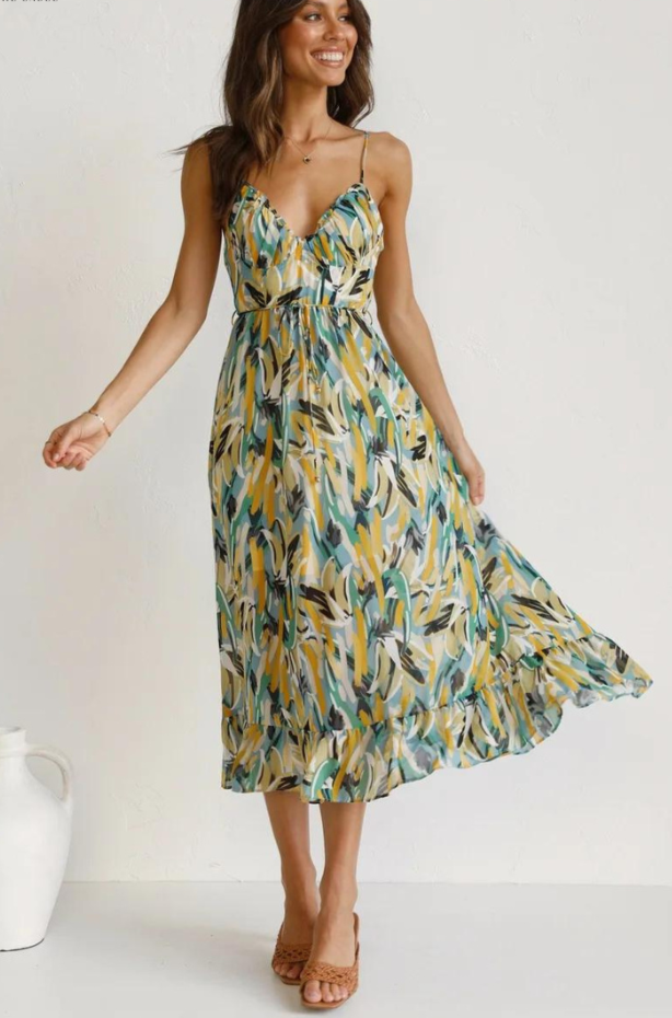 Levoire | Robe D'Été Colorée Turquoise