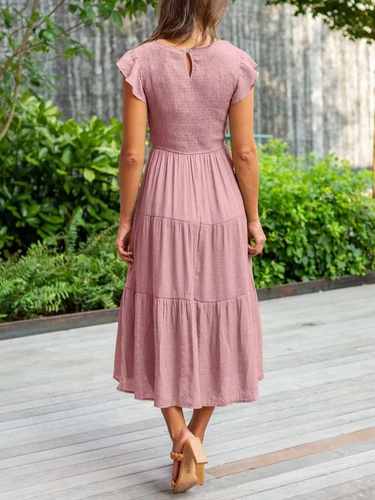 Levoire | Robe midi d'été pour femmes Robe élégante pour femmes avec manches courtes