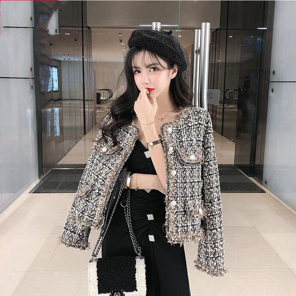 Levoire | Veste en Tweed Classique avec Boutons Dorés Blanc